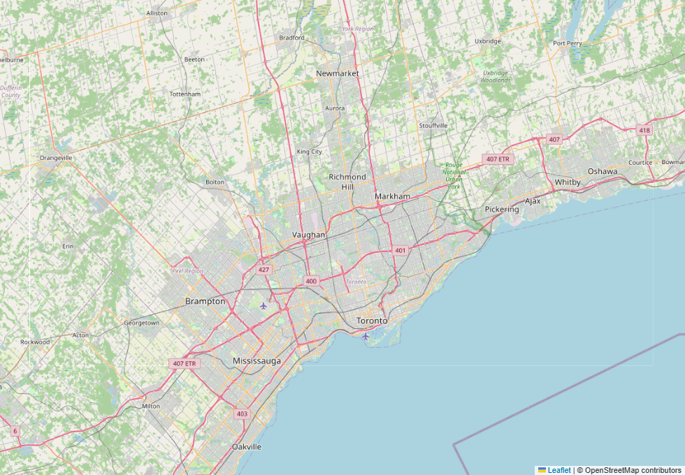 Toronto GTA and nearby service area map